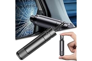 Olugulu Safe Hammer Glass Breake, SafeHammer Car Safety Glass Breaker Emergency Escape Tool, Car Window Glass Breaker, Seat Belt Cutter for Laminated Glass(Black)