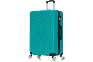 DK Luggage 28" Large Hard Shell Suitcase 4 Wheel Spinner ABS27 (Aqua, 28" Large)