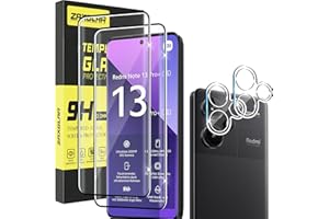 ZAXGLAR Protector Pantalla para Xiaomi Redmi Note 13 Pro Plus/13 Pro+ 5G Cristal templado,2 x Protectores de Pantalla + 2 x Protectores de Lente de Cámara,Sin burbujas y duradero