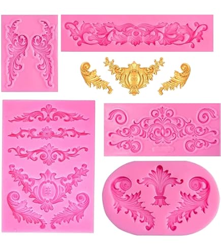 JLZK Bloem Border Silicone Mold Barok Relief Fondant Mallen Cake Decorating Tools Candy Clay Chocolatemoulds