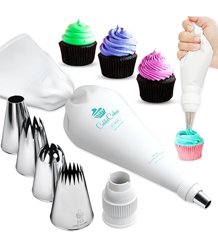 Lot De 50 Poches à Douille Jetables + 6 Douilles Acier - Pour Pâtisserie, Décoration Gâteaux