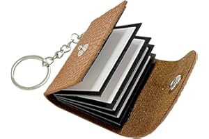 MEMOFYND 1 Piece Mini Photo Album, Small Photo Album Keychain, Personalized Photo Keychain, Leather Photo Album, DIY Self-Adhesive Photo Album, Key Pendant for Family, Couple (Brown)