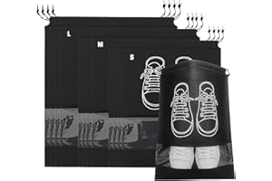 Lammcou Sac à Chaussures de Voyage – Ensemble 3 Tailles Non tissé, Imperméable & Respirant avec Fenêtre Transparente, Sac à Chaussures Kilo/Organisateur Voyage pour Valise