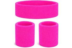TK Gruppe Timo Klingler kostymheld® 3-i-1 svettband rosa set med pannband – som accessoar vokuhila kostym till retro neon, 80