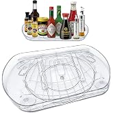 LANMOU Lazy Susan Fridge Organizer, Transparent Fridge Tray, 360&deg; Rotating | Rotating Fridge Tray, Transparent, Rectangular,