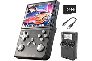 LeonDesigns Tragbare Retro-Spielkonsole, verbesserte Version, 3,5-Zoll-IPS-Bildschirm, Videoplayer, 64 GB TF-Karte, über 30000Spiele, Retro-Handheld-Spielkonsole mit Open-Source-Linux-System