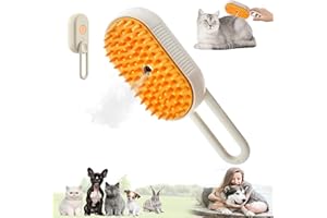 LEERMEIZI Cepillo de vapor para gatos,Cepillo vapor gato,Cepillo de vapor 3 en 1 para gatos,Cepillo para gatos con vapor,para Desenredar Nudos y Pelos Sueltos en Animale (Blanco)
