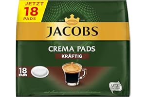 Jacobs Zestaw 5 opakowań po 18 kapsułek do kawy Crema o dużej mocy, kompatybilne z Senseo