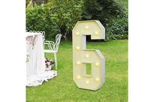 BIGGITTIG Chiffre Lumineux Geant Numéros Lumineux LED Chiffre Anniversaire Lights Décoration 2000-3000K Chiffres Lumineux Lettres,Pour Graduation, Mariage, Fête d'anniversaire (6)
