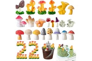 W RXKIOCS 22 funghi decorativi in resina miniatura per giardino delle fiabe