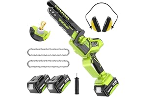 Mini Motosega a Batteria 8000mAh, Supstable 8 Pollici per Potatura con Protezione Acustica, Lubrificatore Automatico e Tensione della Catena Senza Attrezzi, Compatibile con Batterie Makita 18V