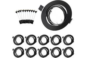 Bojim Wpustowa oprawa punktowa GU10 w zestawie, matowo czarna rama montażowa do 68mm wpustowych opraw punktowych z gniazdami ceramicznymi GU10, regulowane o kącie 30°, wpustowa lampa LED 230V