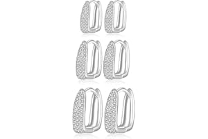 PABBEU Silver Hoops Earrings for Women 3 Pairs Sterling Silver Hoop Earrings Hypoallergenic Small Hoop Earrings Lightweight Huggie Earrings Cartilag Sterling Silver Earrings for Women Girls 6/8/10mm