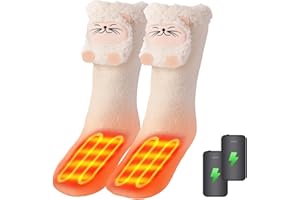 CYCYHEAT Women Heated Socks Foot Warmer for Bed, Indoor Thickening Electric Heating Socks with 4000mah Battery, 3 Heating Levels