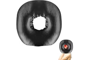 Puedno 28cm Ear Pillow for Side Sleepers - O-Shaped Donut With Invisible Zipper, 11 Inch for Piercing Aftercare Reducing Pressure (Black)
