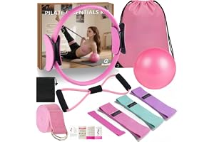 Nuplot Pilates Essential Kit för kvinnor, bästa yoga- och pilatesats för hemträning med pilatesring och bollset, glute band, figur 8 motståndsband, band