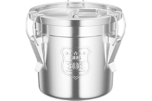 DAOHHFO 6 l/12 l hink med lock rostfritt stål spannmålsbehållare, lufttät behållare kök rostfritt stål hink mjölbehållare kökskorg för förvaring av olika torr/våta livsmedel (6 l)