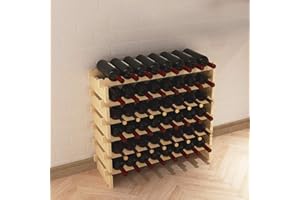 DlandHome Casier à Vin pour 48 Bouteilles 90 x 30 x 81 cm Etagère à Vin Casier à Bouteille Modulable Support Range-Bouteilles en Bois de pin Massif