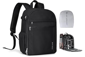 K&F CONCEPT Sac à Dos pour Appareil Photo Compact, sac photo avec housse de pluie, compartiment pour ordinateur portable, Sacoche pour reflex trépieds objectifs