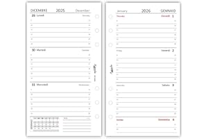 Agendepoint.it - Ricambio agenda organizer settimanale 2026 a righe 9,5x17cm 90gr
