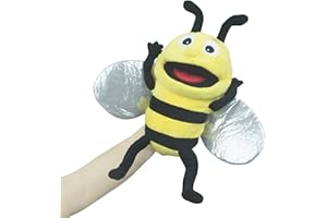 Tiny Heart Hand Puppets Abejas Animal de Peluche con la Boca de Trabajo Lindo Suave marioneta de Peluche para niños Storytelling enseñanza imaginativa Preescolar Mostrar Juego de Roles Regalos