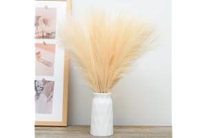 VMINOG Pampas Decorative 30 Pezzi Piume Decorative,Fiori Secchi Decorativi,55 Cm Bouquet Fiori Secchi,Arredamento Boho Pampas Decorative Alte,Per Matrimoni, Feste,Home Decor(Giallo)