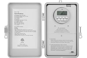 Suraielec Pool Timer, 7-Day Programmable Digital Box Timer Switch, 40 AMP, 2HP, 120, 240, 277 VAC, Outdoor Indoor Heavy Duty Pool Controller Timer Box for Pool Pump, Water Heater, Powerful Appliances