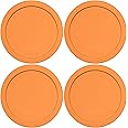 Lids for Pyrex and Anchor Round Glass Containers (4-Cups, Orange-4PK)