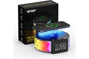 Smiling Shark Alarm Clock Charger Light, Alarm Clock Bedside Lamp with Wireless Charger Touch Control 3 Brightness and RGB Effects Wake Up Light Charging with 60 Minutes Snooze Timer for Bedroom Decor