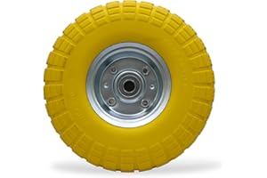 MxMan Wheelbarrow Wheel Replacement - Sack Barrows 10" Anti-Puncture & Anti-Deflate PU Wheels and Tyres - Folding Hand Truck & Trolley Wheels - Sack Barrow Wheels Easily fit. Sack Truck Wheels