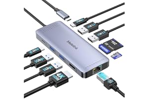 Melelink Hub USB C HDMI 4K Ethernet Gigabit, 10 en 1 Docking station USB C PD 100W Charge Multi Data Ports 5Gbps USB C, 2 USB 3.0, 2 USB 2.0, Lecture de Carte SD/TF Dock pour MacBook, Dell, HP, Lenovo