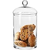 Krosno Large Glass Storage Cookie Biscuit Jar with Lid | 2.7 l | Glamour Collection | 310 mm High & 150 mm Diameter | Big Gla