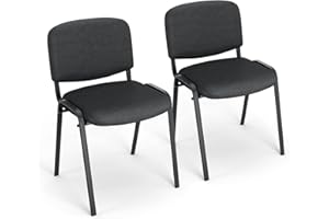 BASETBL Chaise de Conférence Empilable, Chaise Visiteur avec Rembourrage et Structure en Métal Solide, Chaise Empilable pour Salle de Conférence, Salle d’Attente et Espace d’Accueil - Deux Chaises