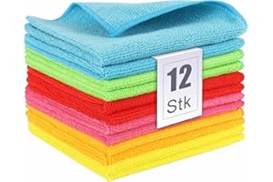 BASVII Ściereczki do czyszczenia z mikrofibry, wielofunkcyjne ręczniki do czyszczenia, wielokrotnego użytku, nadaje się do prania w pralce, do domu, kuchni, okien, 30 x 30 cm (12, Wielobarwność)