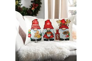 Ohok Cushion Covers Decorative Throw Pillow Covers Cushion Case for Sofa Couch Bed Living Room Indoor Outdoor Patio Garden Farmhouse Home Decor (Gnome Merry Christmas)