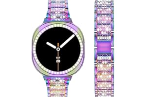 DEALELE Strap and Case Compatible with Samsung Galaxy Watch 8 40mm / 44mm, Bling Rhinestone Diamond Metal Bracelet with Shiny Protective Case Cover Replacement for Women Men
