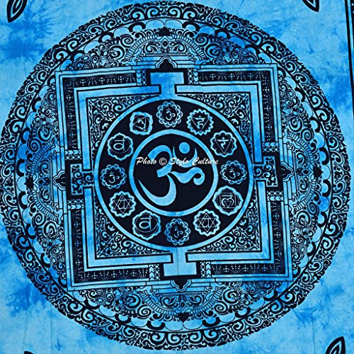 Stylo Kultur Psychedelic OM Mandala Tapisserie Baumwolle Blau Schwarz Twin Gedruckt Meditation Wand hängen - 2