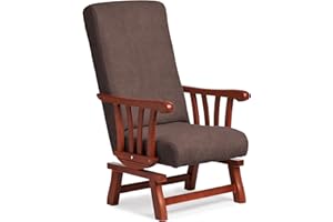 Abuelo a Gusto- Mecedora clásica con Brazos de Madera de Haya, con Respaldo Recto. Ideal para Abuelita/Persona Mayor. Tamaño: 112x56x84 cm. (Cerezo, Marrón)