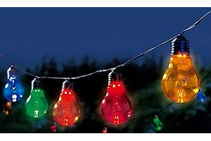 TRANGO 10 dekoracyjnych lamp LED na imprezę 3208 I dekoracja na imprezę I taśma RGB I oświetlenie imprezowe I oświetlenie na imprezę z 10 kolorowymi lampami w kształcie żarówki, prawdziwe szkło, długość ok.