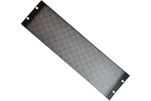 LOOPS 19" 3U Ventilated Mesh Blanking Rack Patch Panel – Vented Equipment Data Cabinet Module Plate Mount – Black Metal Cooling Empty Unit Cover & Fixing Screws