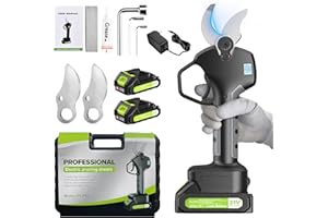 RINOXAR PROFESSIONAL 40mm Forbici Potatura Elettriche, Professionale Brushless Cesoie Potatura Elettriche con 21V/4000mAh Batteria, Forbici a Batteria con LCD Display, Forbice Elettrica per Giardinaggio Ulivi Albe