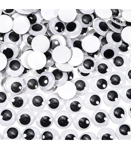 TOAOB 300 Pezzi Occhi Adesivi Mobili - 8mm, Bianco E Nero, Per Lavoretti Fai Da Te, Bambole E Pupazzi