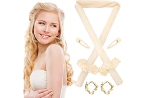 Rizador Pelo Sin Calor, ZAHRVIA Seda Diadema para Rizar sin Calor, Cinta para Rizar Sin Calor para Dormir, Duerme Ondas Rizadores de Cabello, Rizadores de Pelo Seda con Horquillas Diademas (Amarillo)