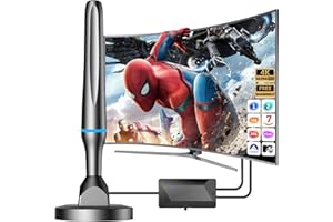 DGUPSP Antena de TV,Antena TV Interior,Poderoso Antena HDTV Digital con Interiores Amplificador,Soporta 1080P 4K DVB-T2 DVB-T TDT DTMB VHF UHF