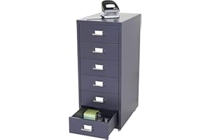 MENDLER Caisson à roulettes Boston T851, Placard à tiroirs en Acier, 69x28x44cm 6 tiroirs - Gris foncé