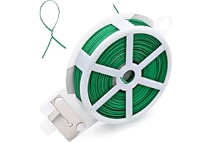 MYHOGOOD Green Garden Wire, 328ft/100m Plant Ties Plastic Coated Iron Wire with Cutter, Garden Twine for Climbing Plants, Twist Tie Wire for Gardening, Tomato, Vines, Shrubs, Flowers, Organising