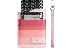 VULKIT Small Wallet for Women, Slim RFID Leather Credit Card Holder for Men, Mini Thin Purse with Wristlet Keychain(Pink)