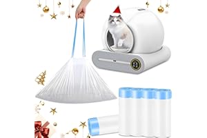 XQDKoon Sacchetti Lettiera Gatto per Coulisse 5 Rotolo, Sacchetti per Lettiera Autopulente, Durevole, Resistente Agli Strappi per Lettiera Gatto Autopulente(75 Pezzi)