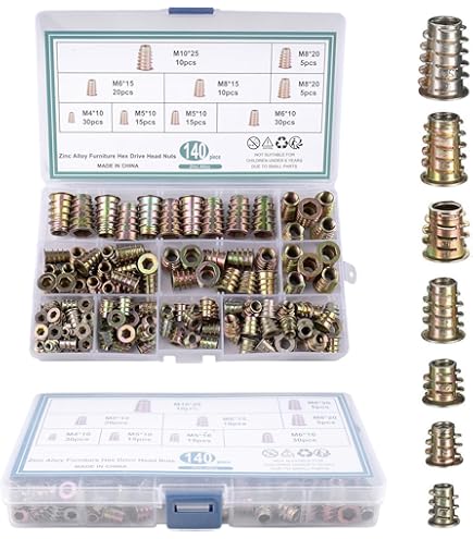 Dadi Esagonali Fissaggio Legno Inserti Filettati Per Legno - Dadi Esagonali Per Fissaggio, Misure M4, M5, M6, M8, M10 Boccole Filettate Per Legno - Foto 4