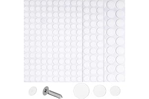 XIELBIS 290 Pcs Screw Covers White Self-Adhesive - 12mm, 15mm, 21mm - Dustproof & Waterproof Screw Hole Covers for Furniture Screws & Cabinets,Desk,Wall,Furniture Stickers.